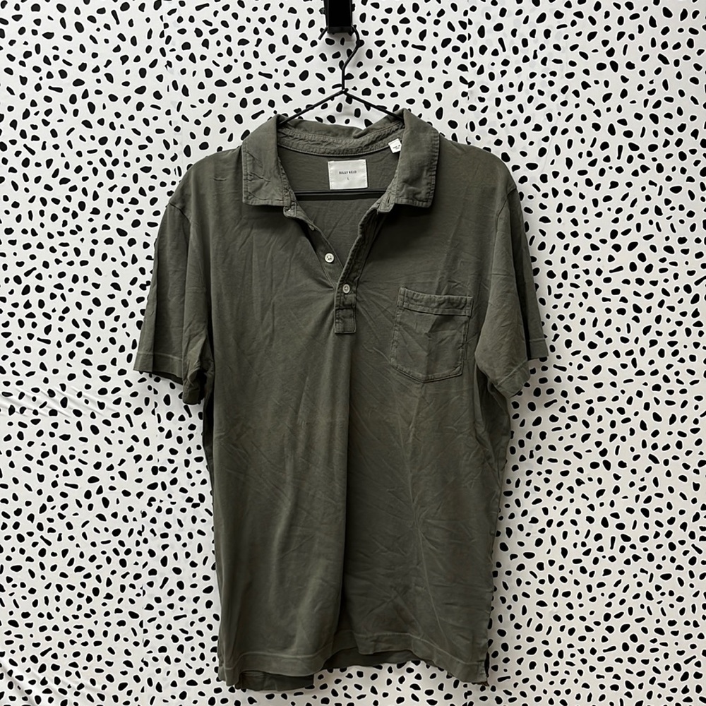 Billy Reid Olive Green Polo Shirt
